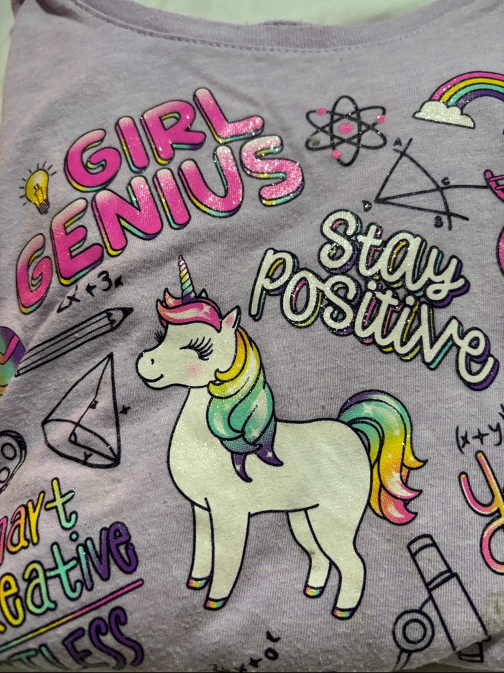 Place Lavender 'Girl Genius' Unicorn Graphic Long Sleeve Tee